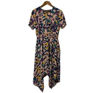 Kate & Mallory Floral High Low Midi Maxi Dress with Short Sleeves Women's Large